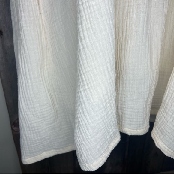 Pink Lily Beach Boho Cream Double Gauze Babydoll Mini Dress w/ Pockets sz L - Picture 11 of 16